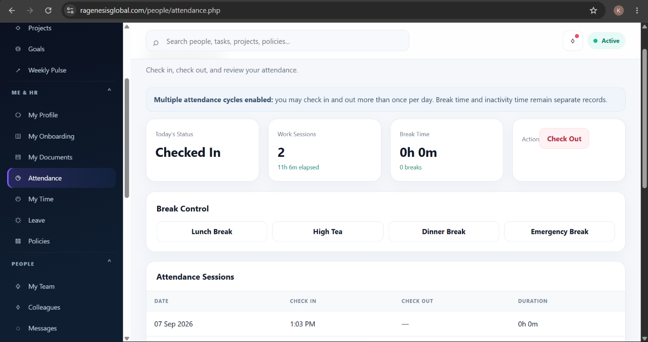 MySphere people operations screen